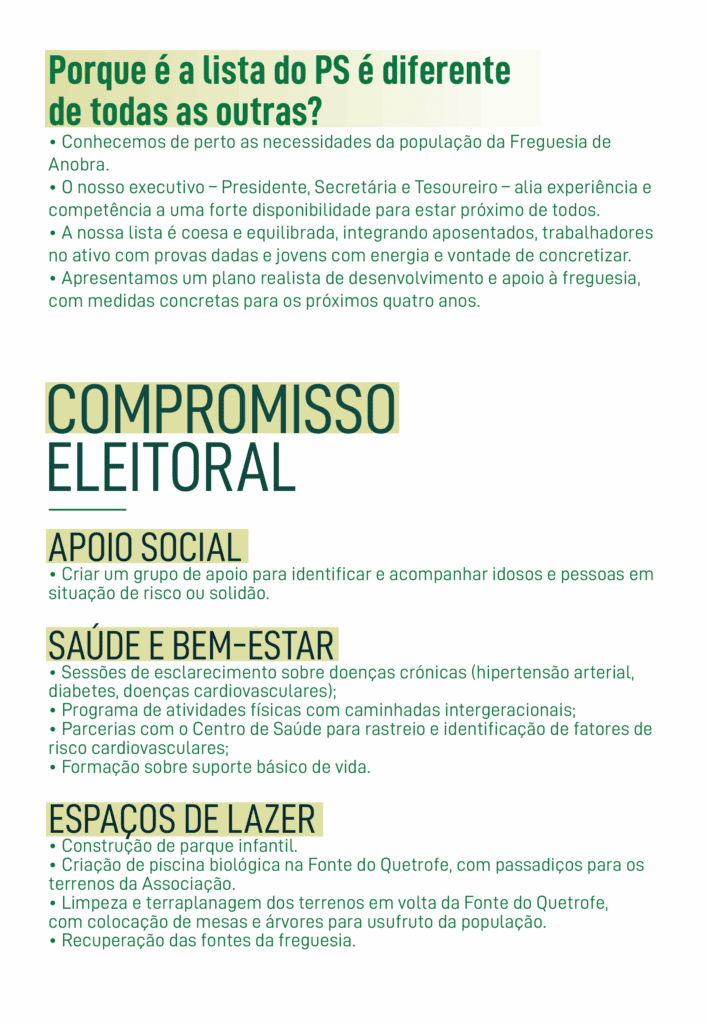 Compromisso Eleitoral de José Gil - Candidato pelo PS à Junta de Freguesia de Anobra