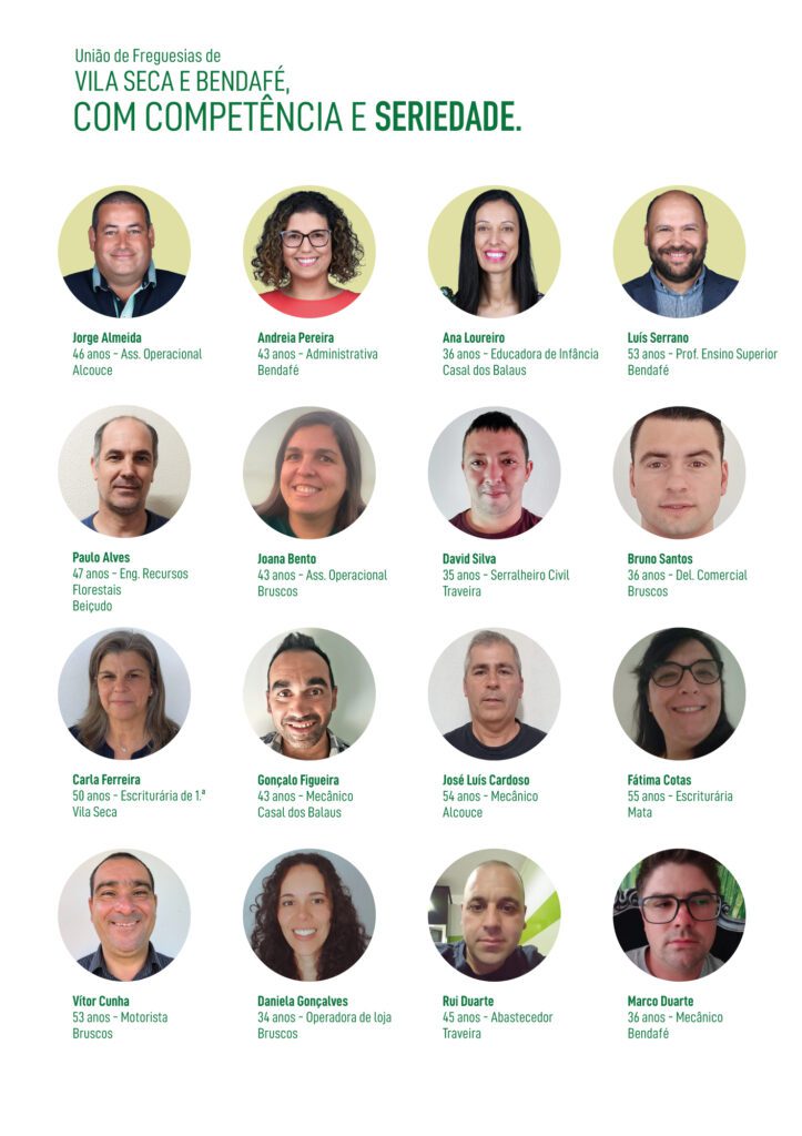 Lista de Candidatos à Junta de Freguesia de Vila Seca e Bendafé